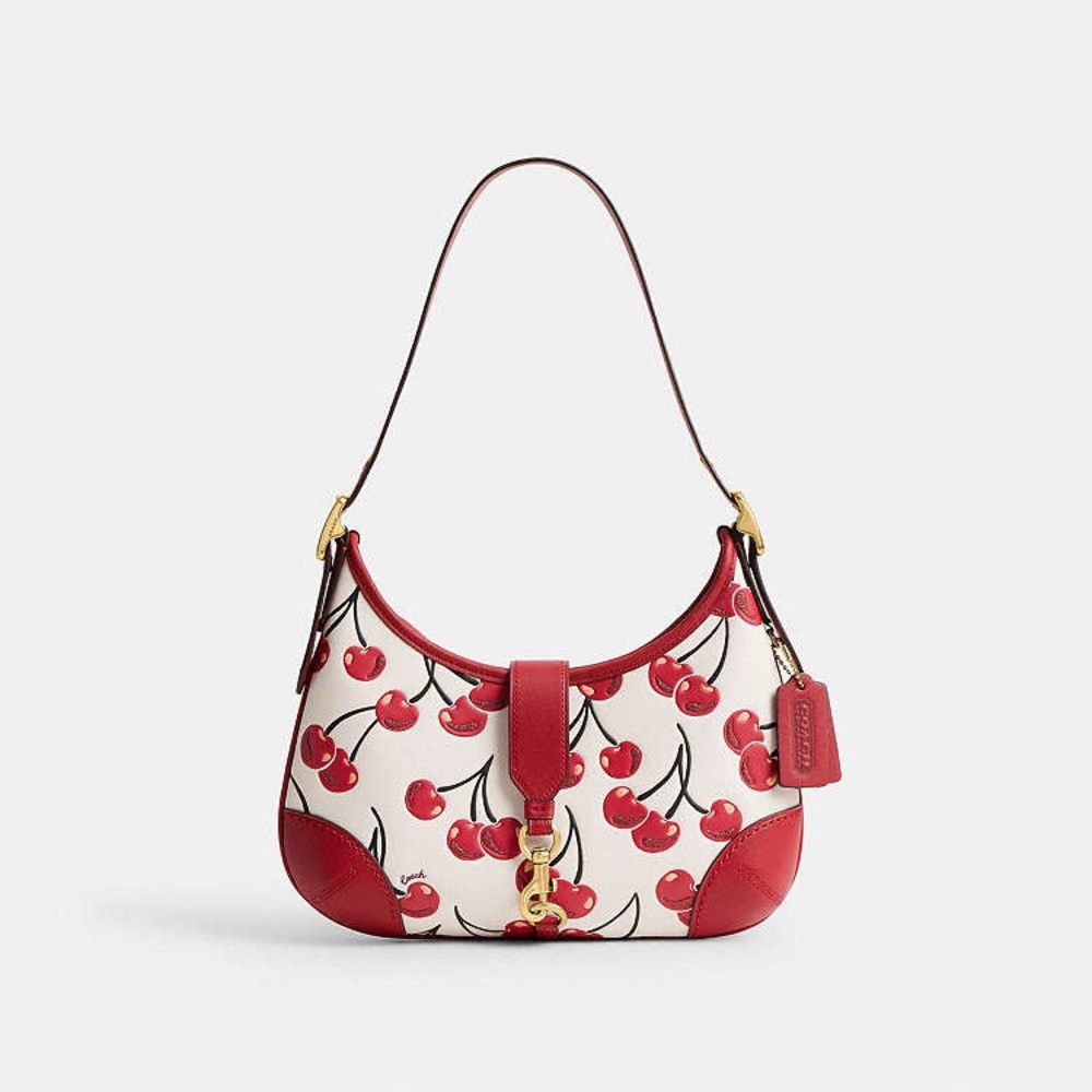 Coach Hamptons Hobo Bag  With red Cherry Print gold hardware CY936 NWT